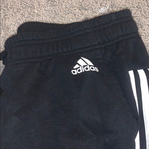 black and white adidas cuffed sweatpants